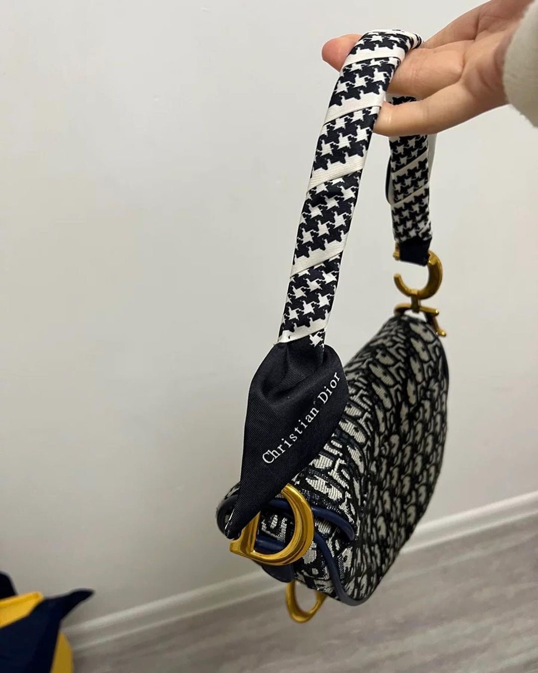 Christian Dior Blue Oblique Canvas Mini Dior Saddle Bag