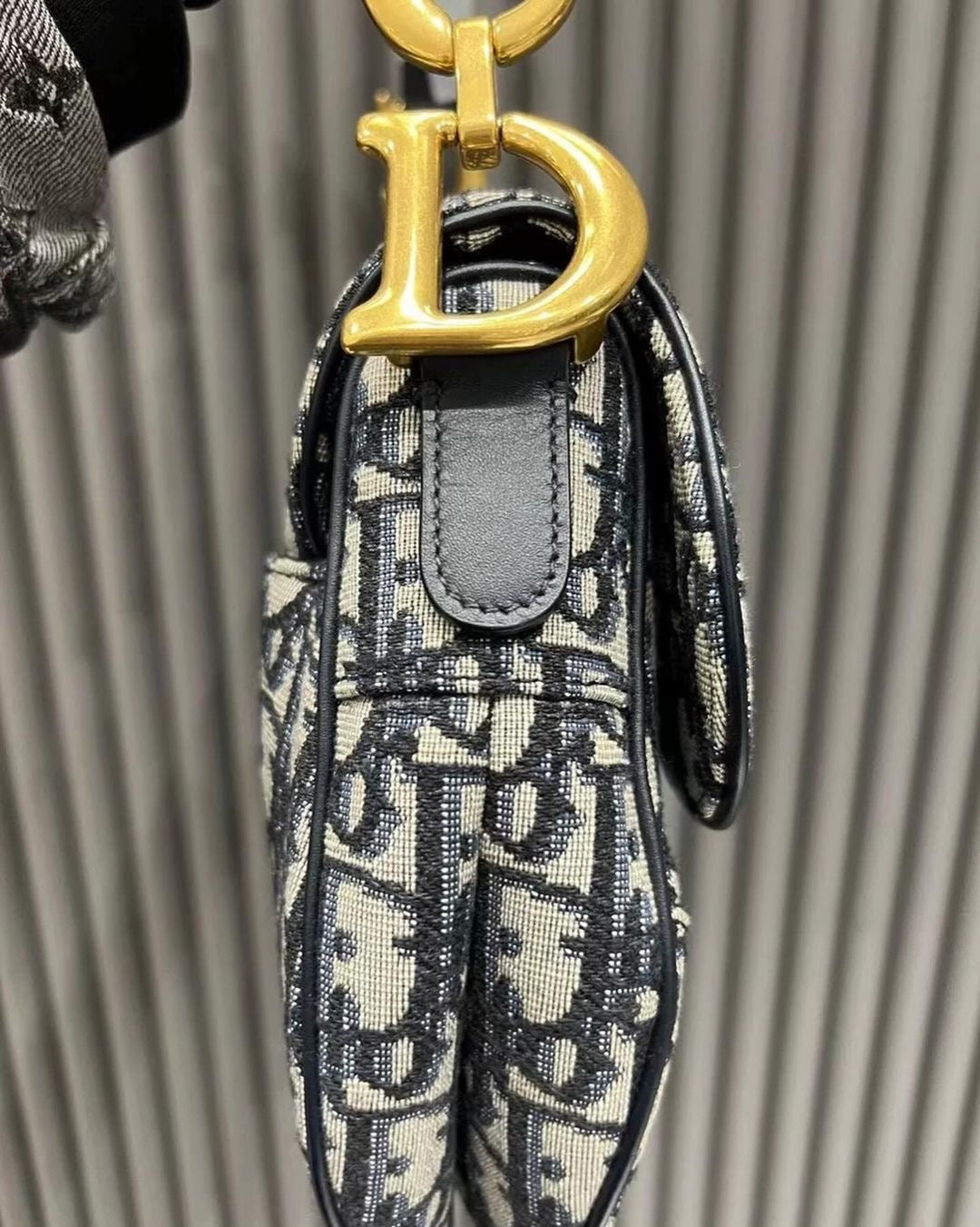 Christian Dior Blue Oblique Canvas Mini Dior Saddle Bag