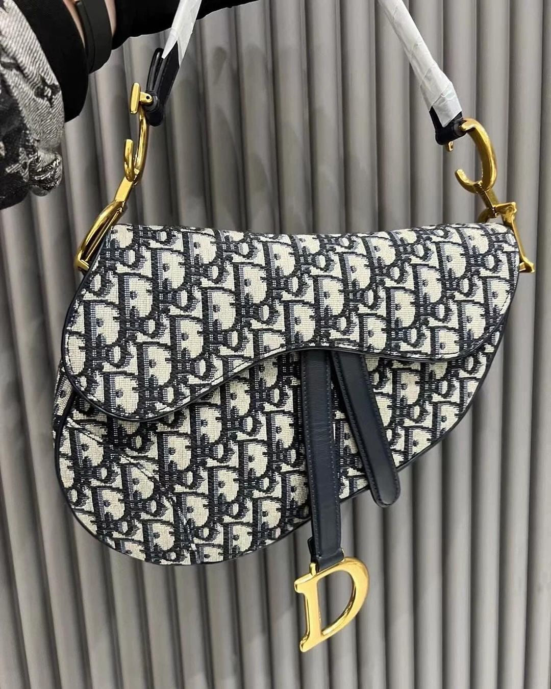 Christian Dior Blue Oblique Canvas Mini Dior Saddle Bag