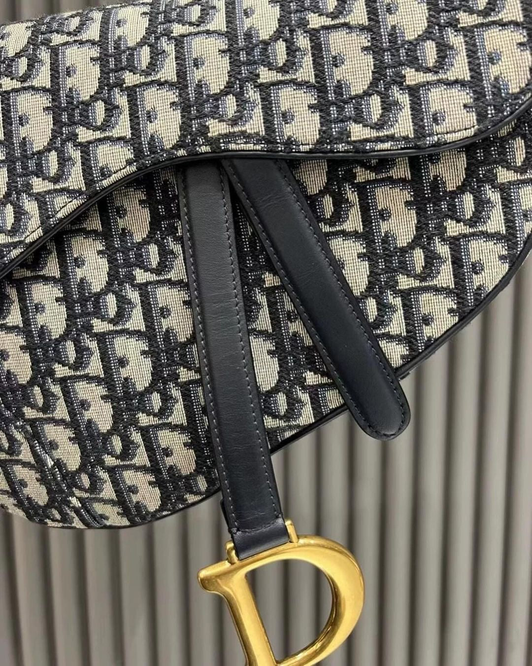 Christian Dior Blue Oblique Canvas Mini Dior Saddle Bag