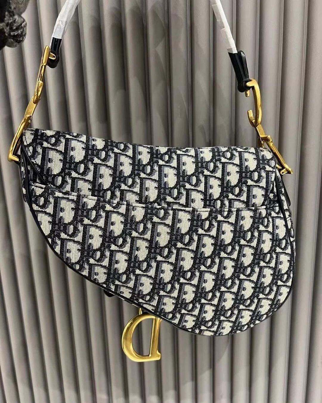 Christian Dior Blue Oblique Canvas Mini Dior Saddle Bag