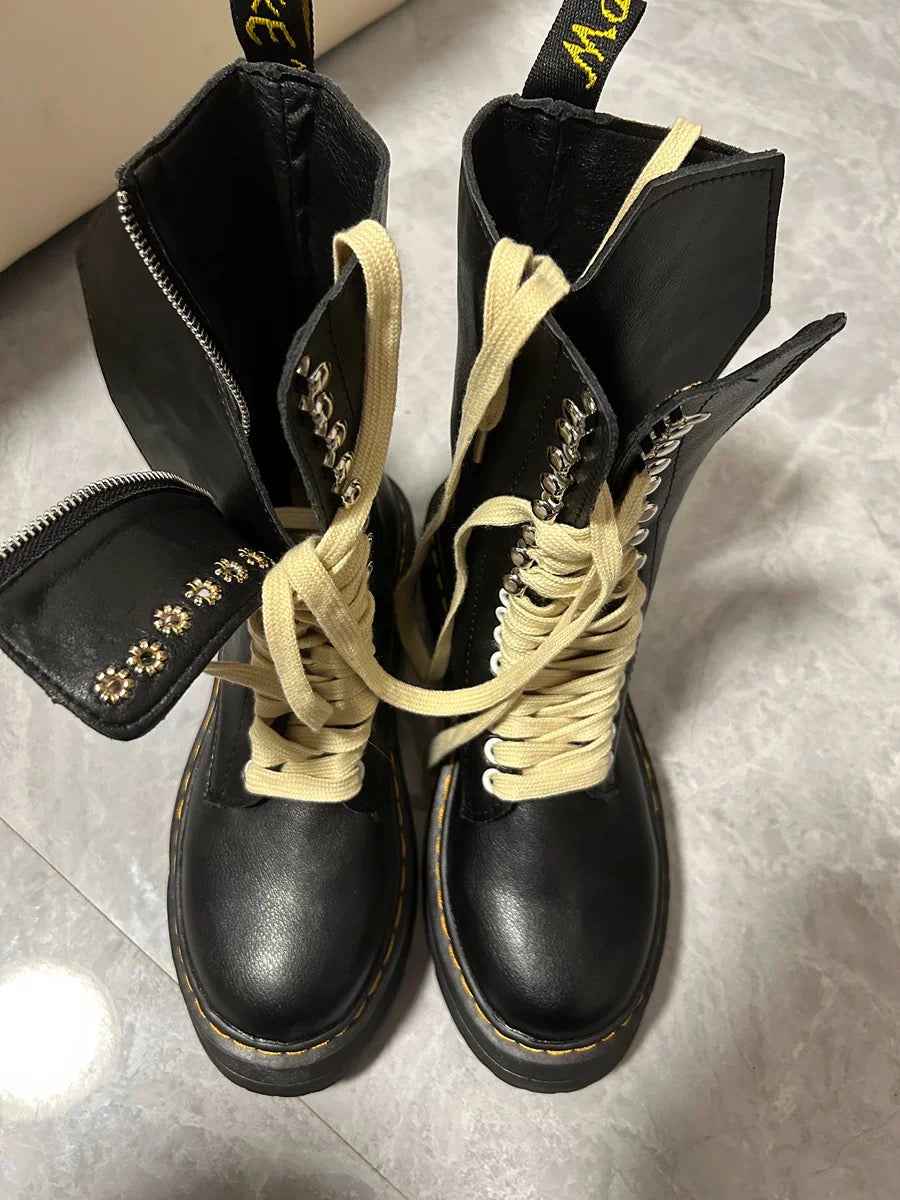 Rick Owens X Dr. Martens leather biker boots