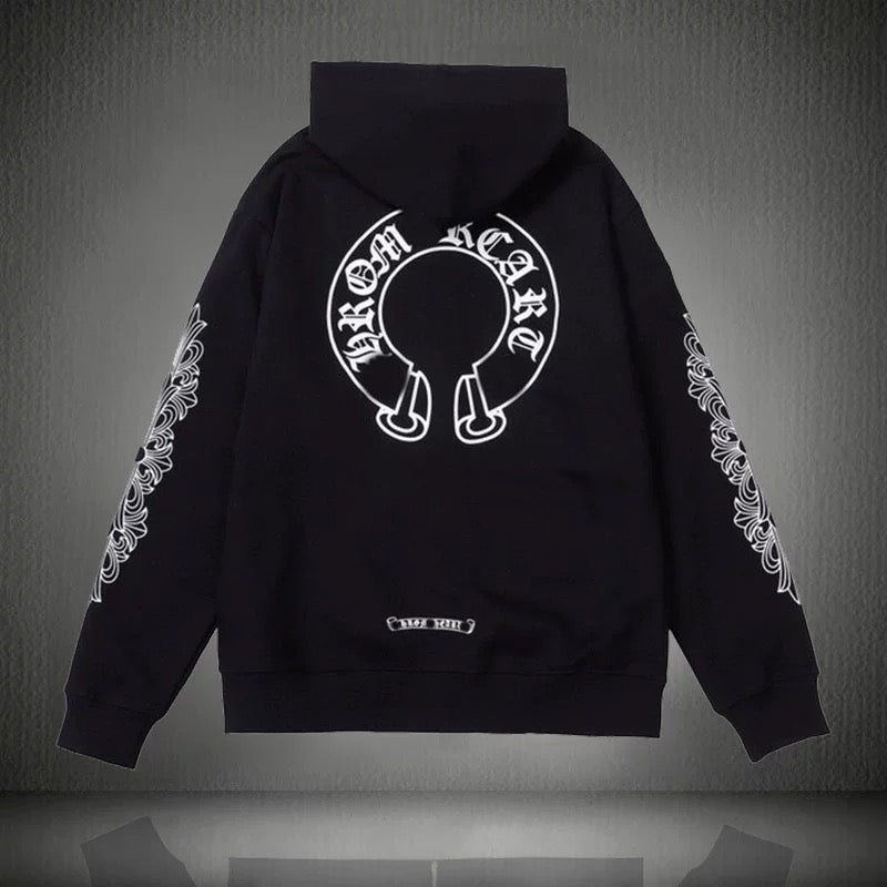 Chrome Hearts Horseshoe Floral Cross Sleeve ZipUp Hoodie