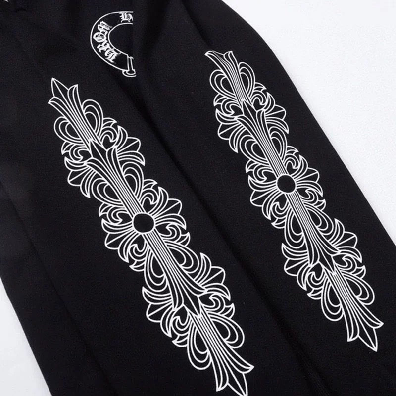 Chrome Hearts Horseshoe Floral Cross Sleeve ZipUp Hoodie