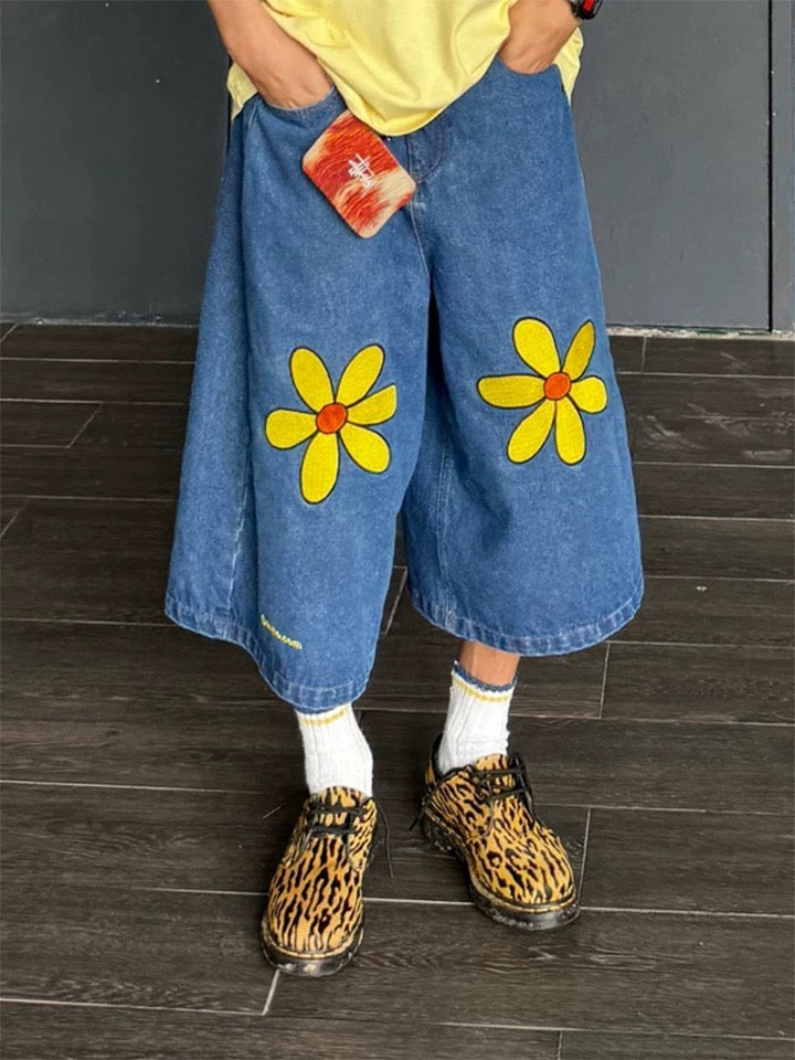 Floret Embroidery Jorts