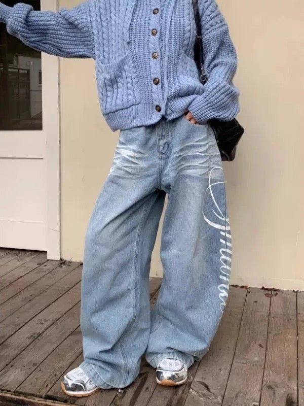 Manttoon Printed Baggy Jeans