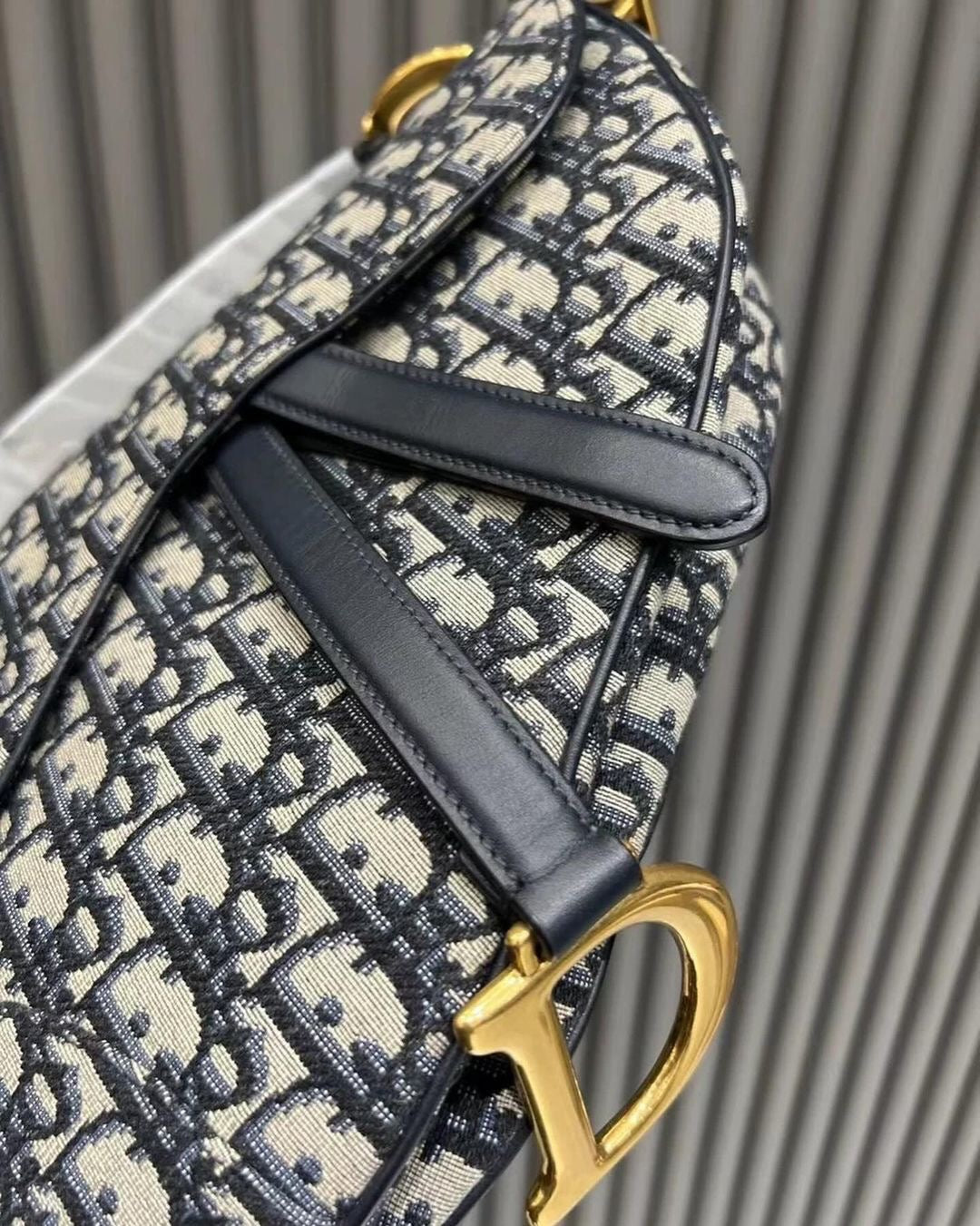 Christian Dior Blue Oblique Canvas Mini Dior Saddle Bag