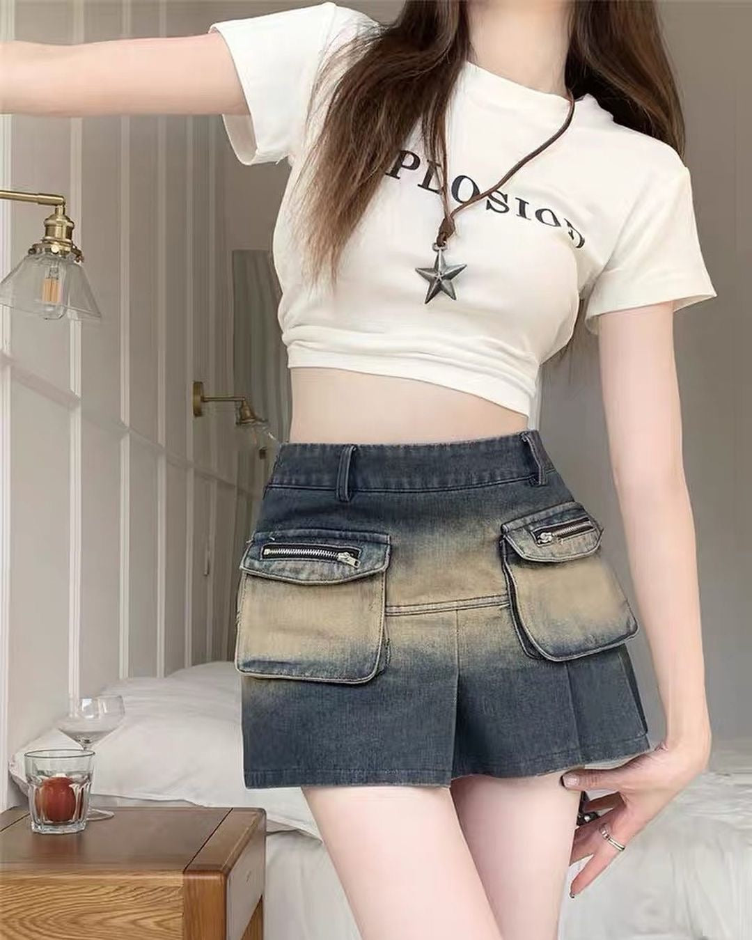 Bio Washed Jeans Type Mini Skirt