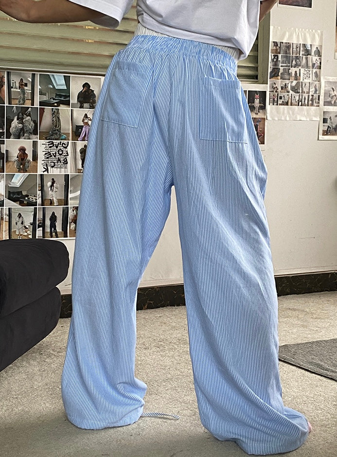 Weird Town Double Waist Blue Striped Pants