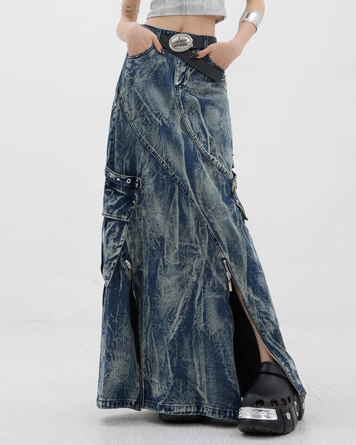 Ginzz Vintage Wash Long Skirt