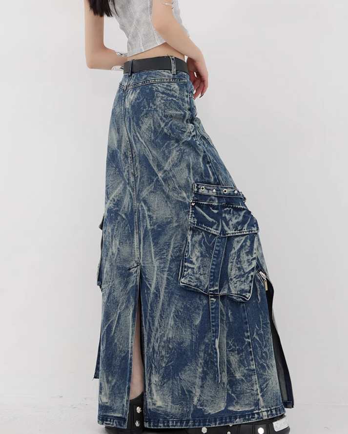 Ginzz Vintage Wash Long Skirt